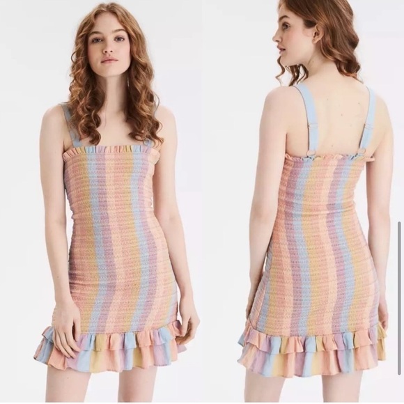 American Eagle Smocked Bodycon Mini Dress Medium - Picture 1 of 12